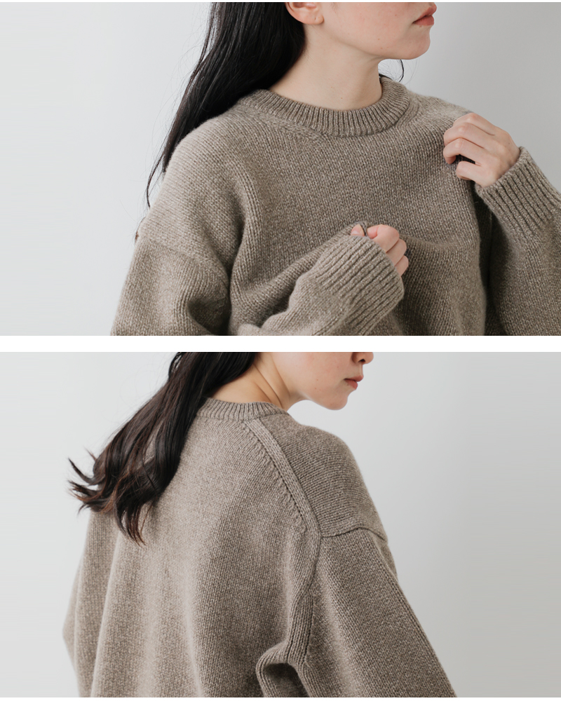 SLOANE(スローン)5Gジーロンラム×カシミヤショート丈クルーネックニットプルオーバーsl10w-971