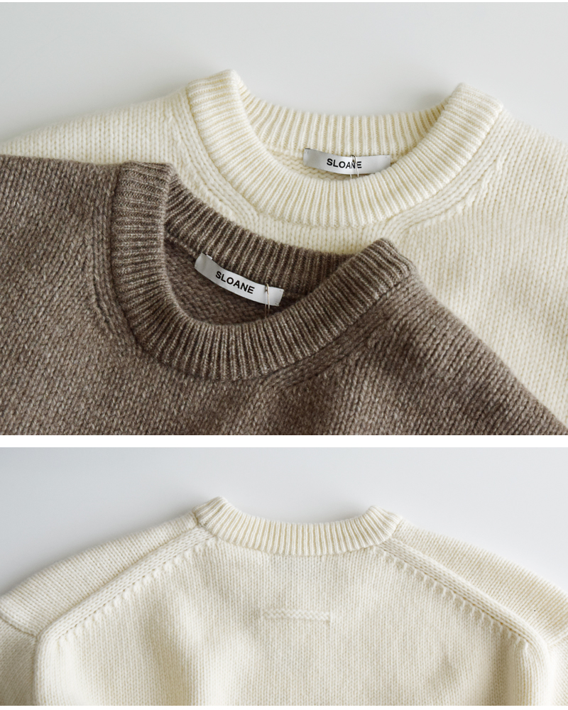 SLOANE(スローン)5Gジーロンラム×カシミヤショート丈クルーネックニットプルオーバーsl10w-971
