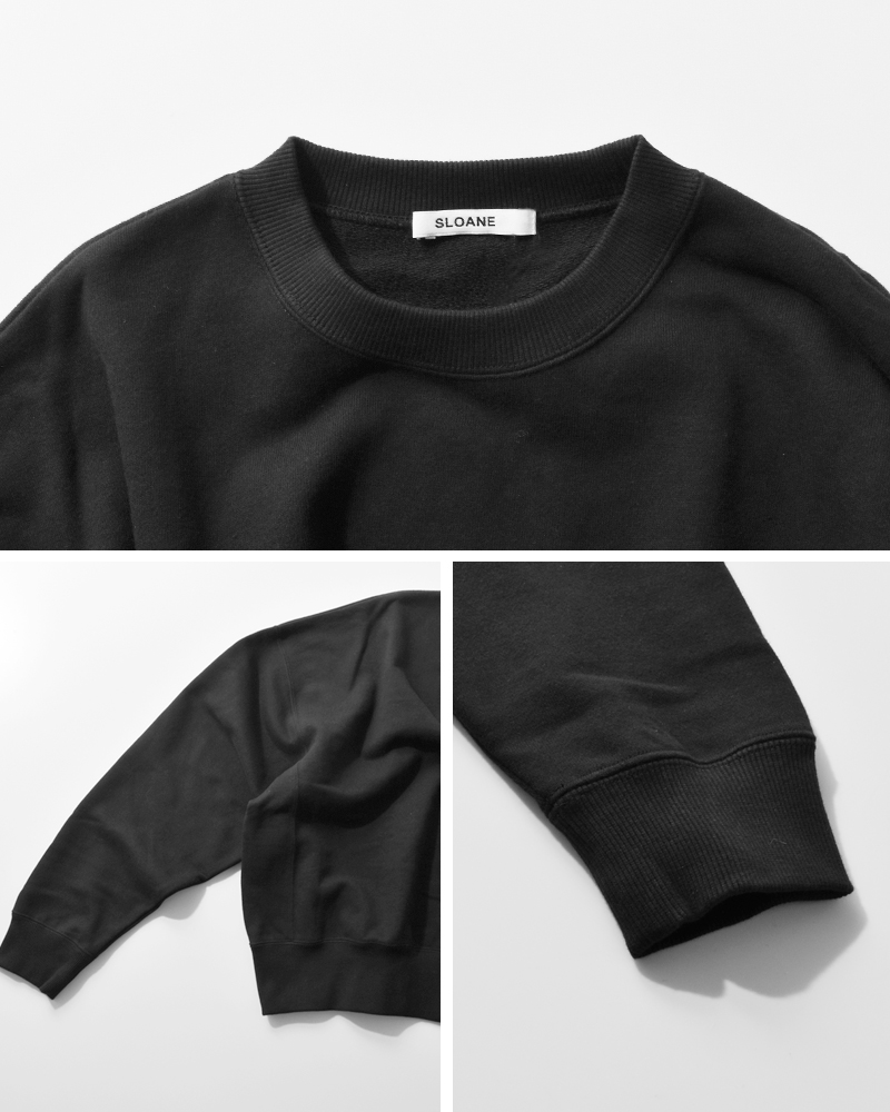 SLOANE(スローン)コットン裏毛ショート丈スウェットプルオーバーsl10w-t1032