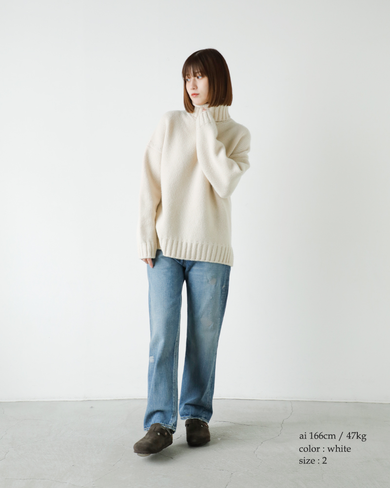 SLOANE(スローン)3Gジーロンラム×カシミヤドロップショルダーニットプルオーバーsl3w-063