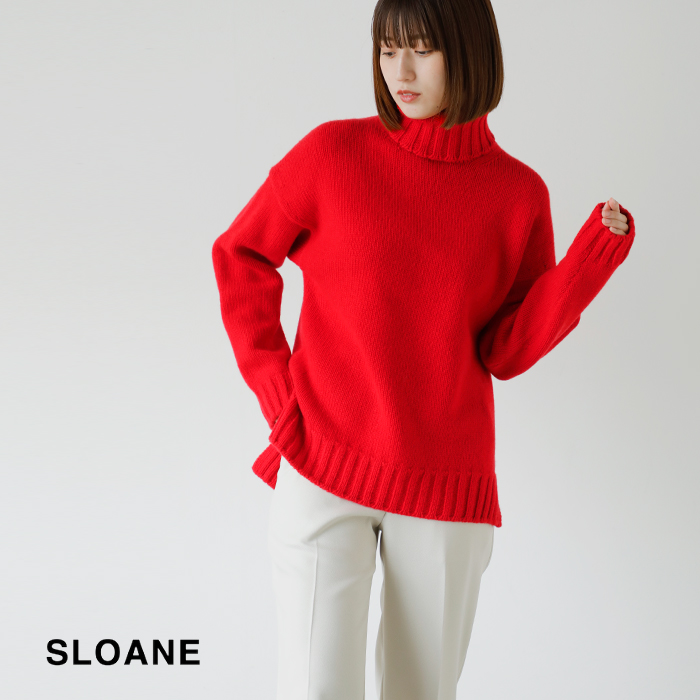 SLOANE(スローン)3Gジーロンラム×カシミヤドロップショルダーニットプルオーバーsl3w-063