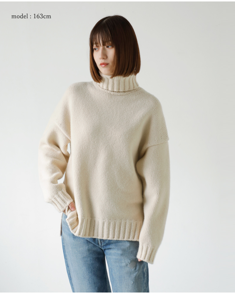 SLOANE(スローン)3Gジーロンラム×カシミヤドロップショルダーニットプルオーバーsl3w-063