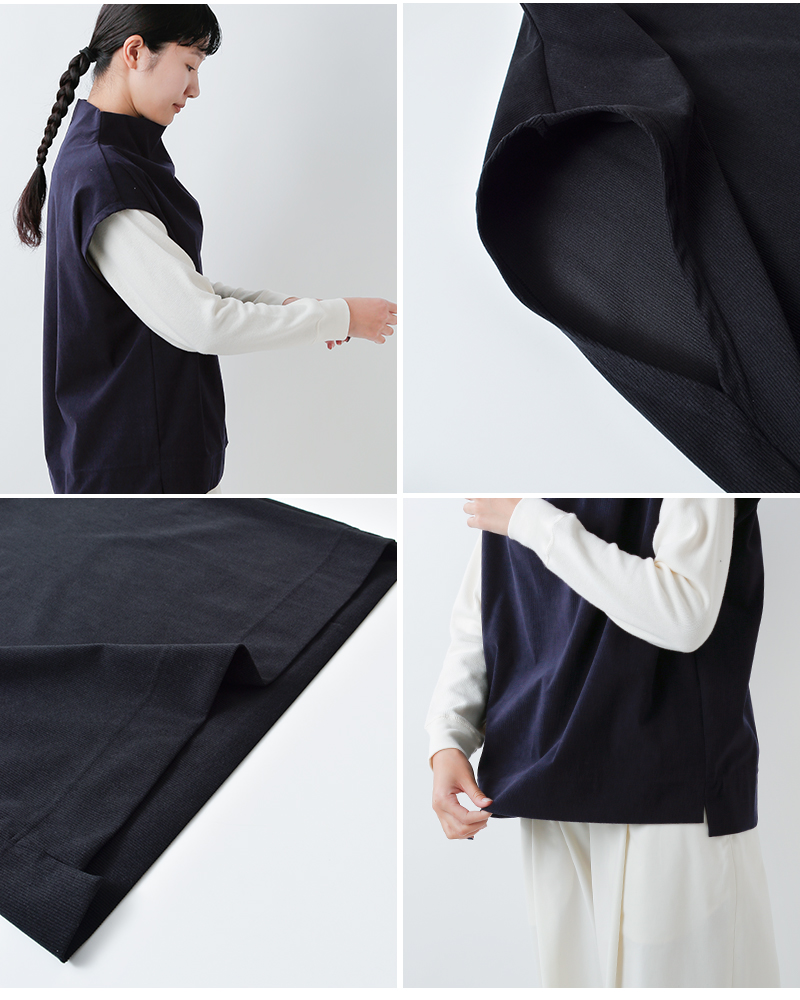 FIR MUM(フィル マム)経編コーデュロイボトルネックニットベストsn-fr1506tv