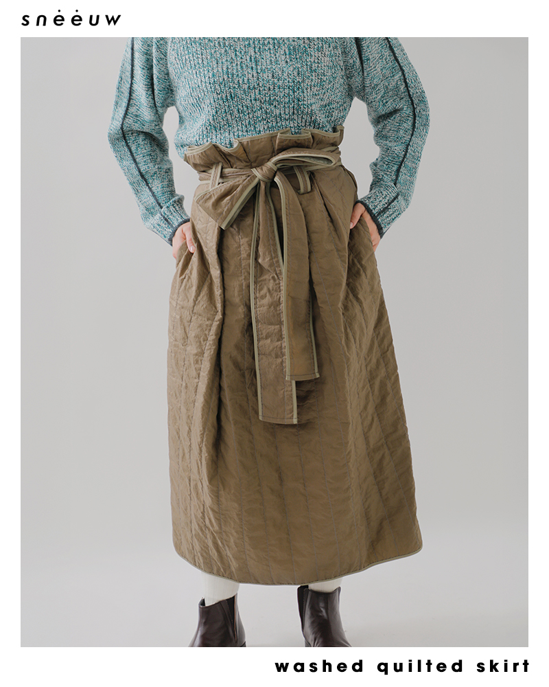 sneeuw(スニュウ)ウォッシュトキルティングスカートsnw32-08