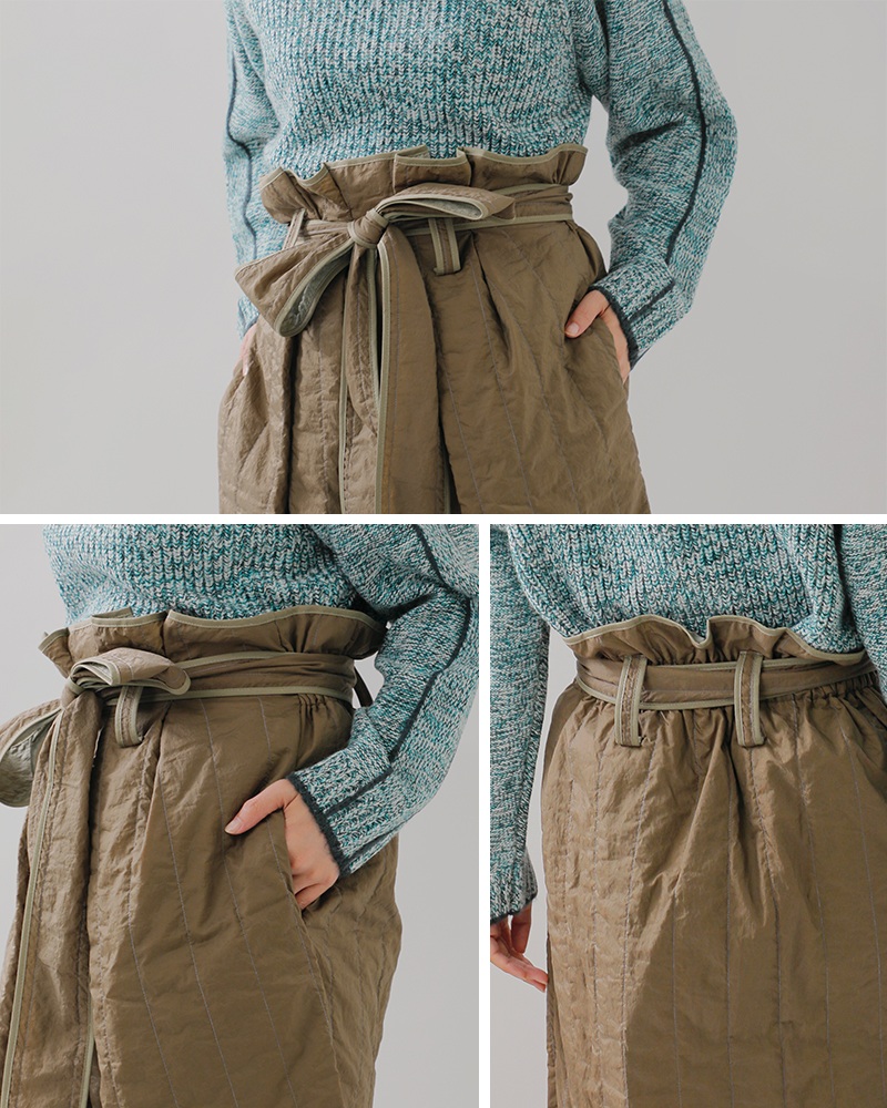 sneeuw(スニュウ)ウォッシュトキルティングスカートsnw32-08