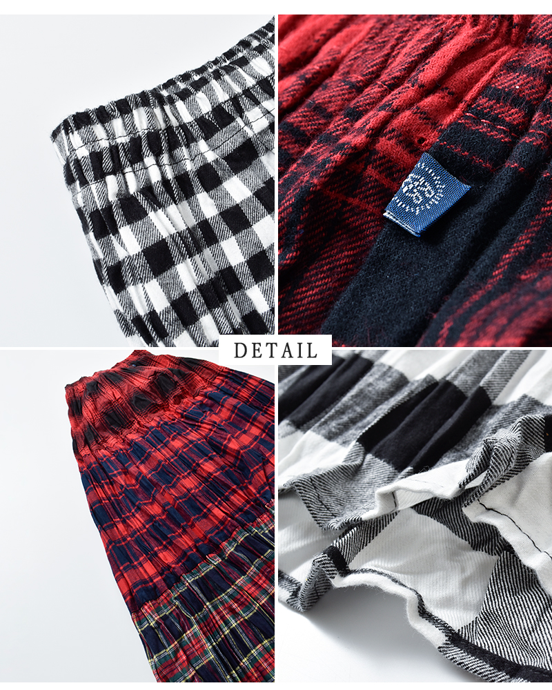 Rockmount(ロックマウント)コットンフランネルミックスしわ加工チェックロングスカートsp9948-fmix