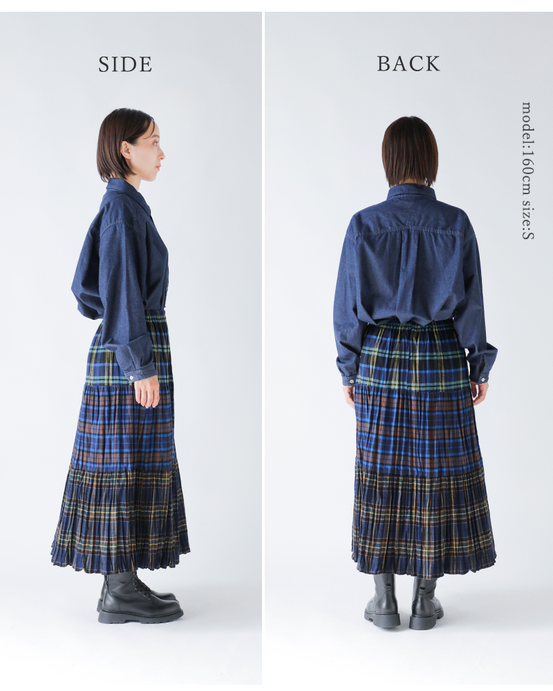 Rockmount(ロックマウント)コットンフランネルミックスしわ加工チェックロングスカートsp9948-fmix