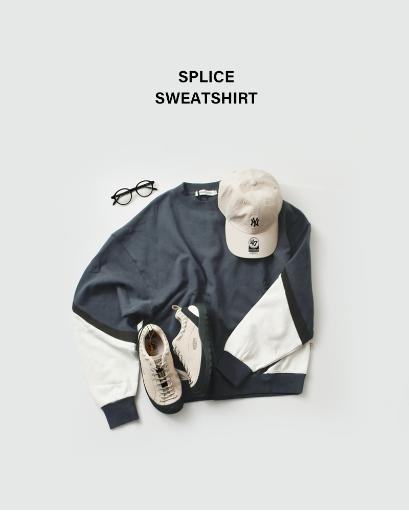 ARAMINTA JAMESコットン 起毛フリース スプライス スウェットシャツ “SPLICE SWEATSHIRT” splice-sw