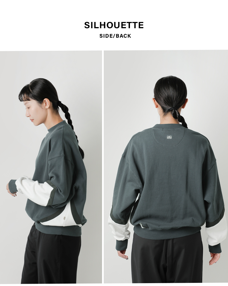 ARAMINTA JAMESコットン 起毛フリース スプライス スウェットシャツ “SPLICE SWEATSHIRT” splice-sw