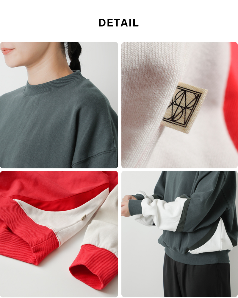 ARAMINTA JAMESコットン 起毛フリース スプライス スウェットシャツ “SPLICE SWEATSHIRT” splice-sw