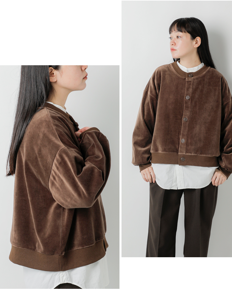 STAR＆STRIPE(スターアンドストライプ)コットンベロアクルーネックカーディガンssmd-152