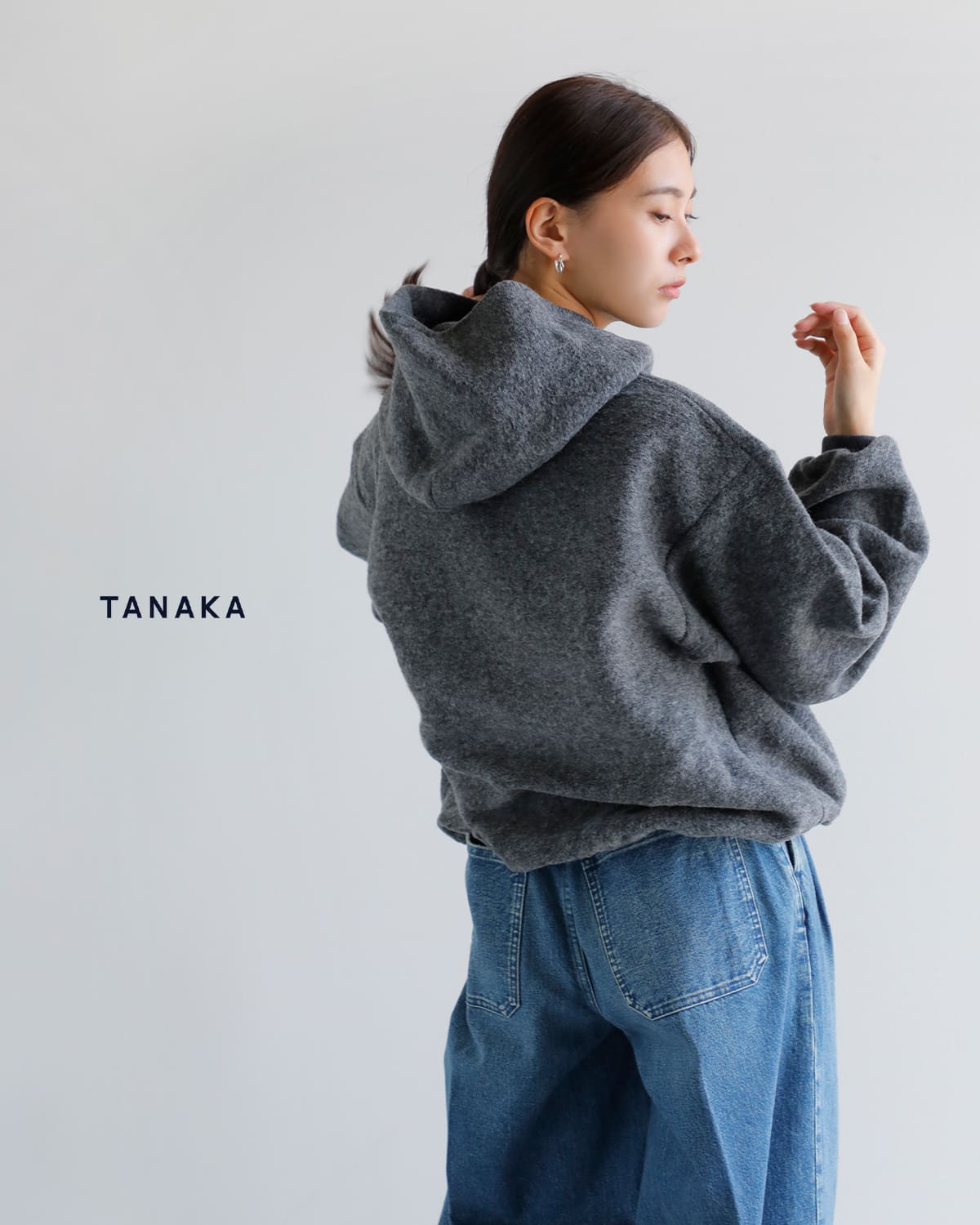 TANAKA(タナカ)シェットランドウール ジャージー フード スウェットシャツ “THE SWEAT HOODIE”st-185ng
