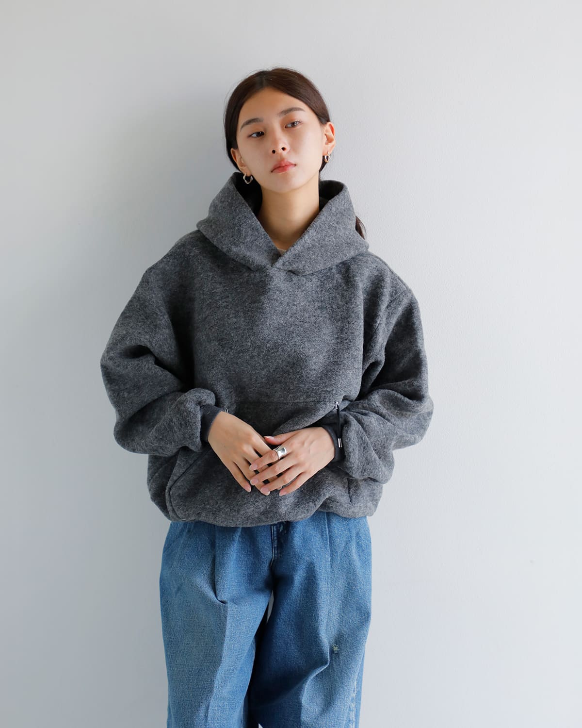 TANAKA(タナカ)シェットランドウールジャージーフードスウェットシャツ “THE SWEAT HOODIE” st-185ng