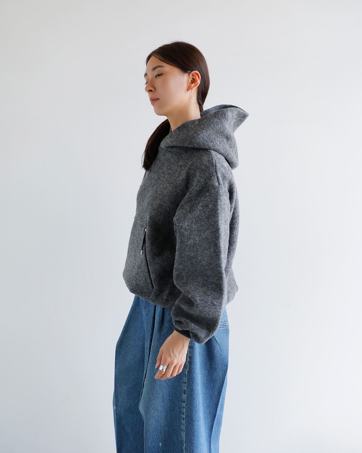 TANAKA(タナカ)シェットランドウールジャージーフードスウェットシャツ “THE SWEAT HOODIE” st-185ng