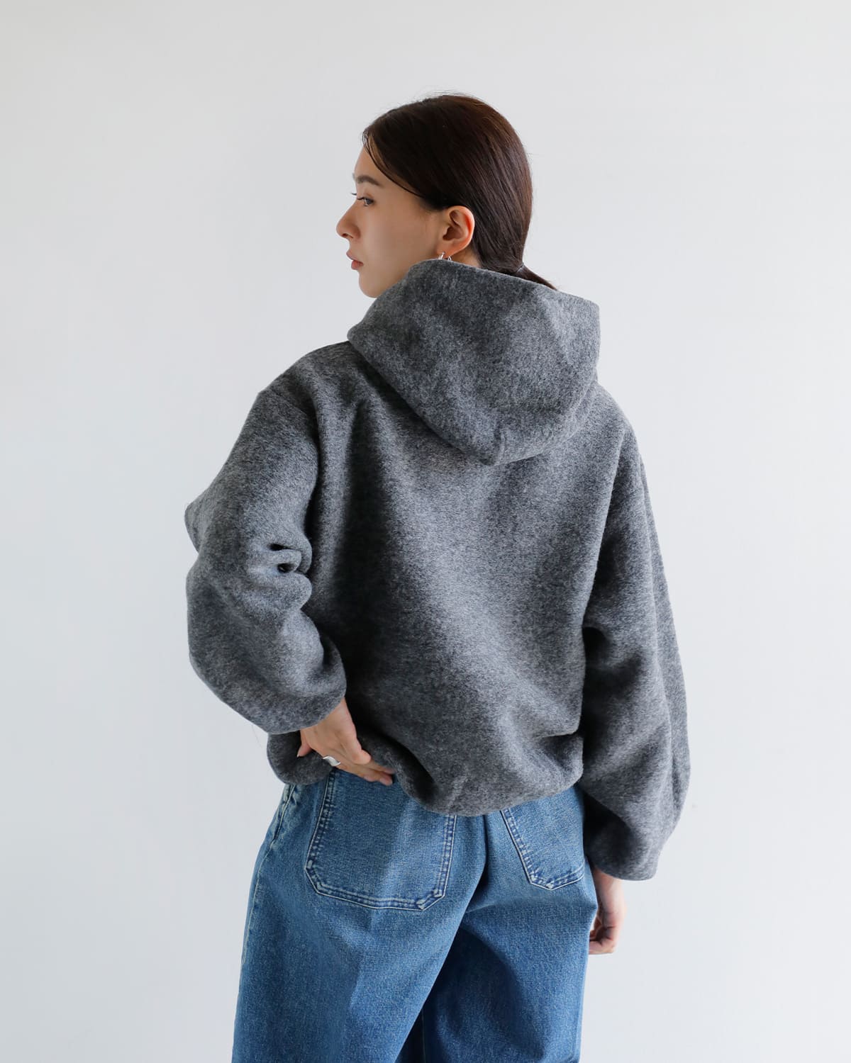 TANAKA(タナカ)シェットランドウールジャージーフードスウェットシャツ “THE SWEAT HOODIE” st-185ng