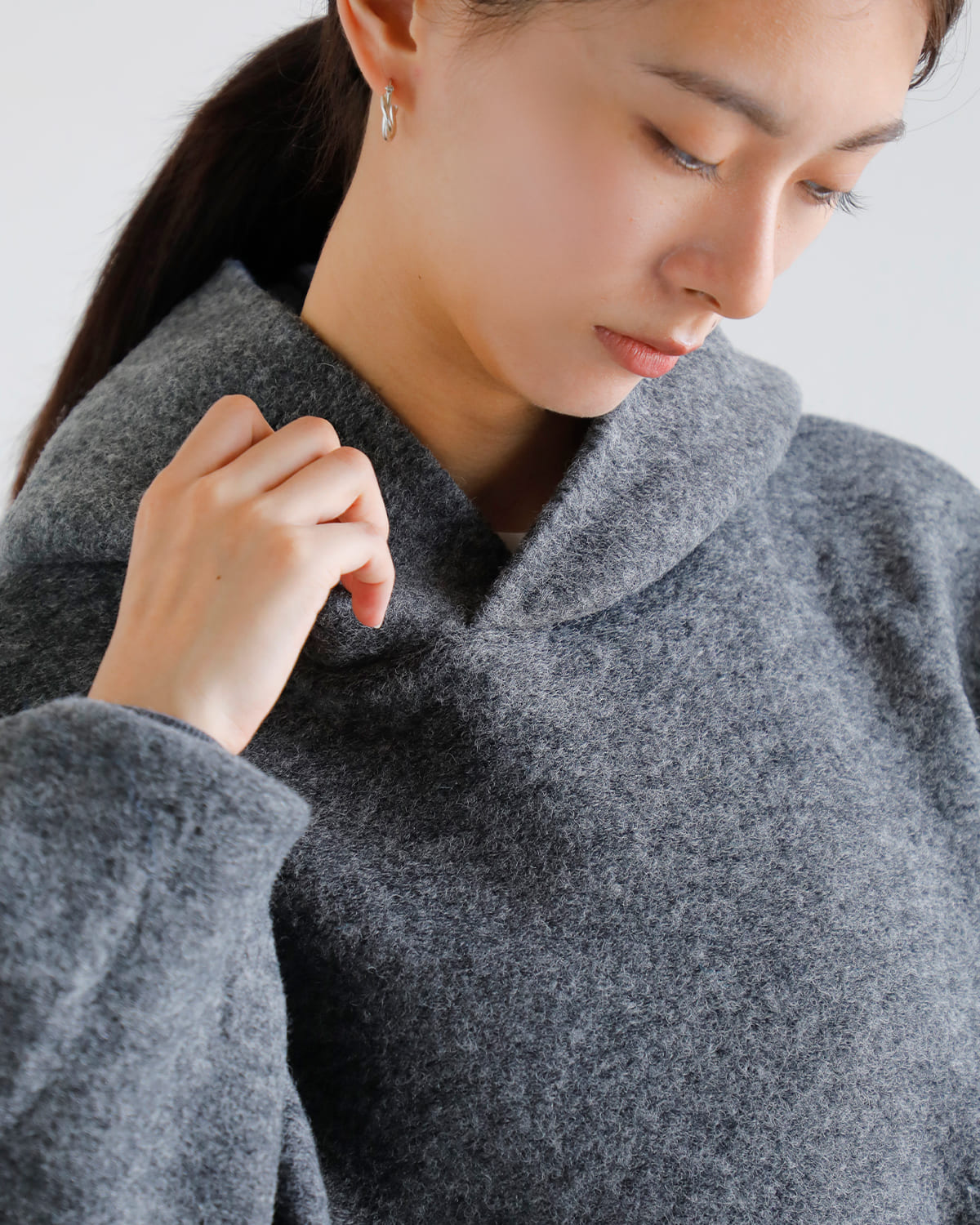 TANAKA(タナカ)シェットランドウールジャージーフードスウェットシャツ “THE SWEAT HOODIE” st-185ng