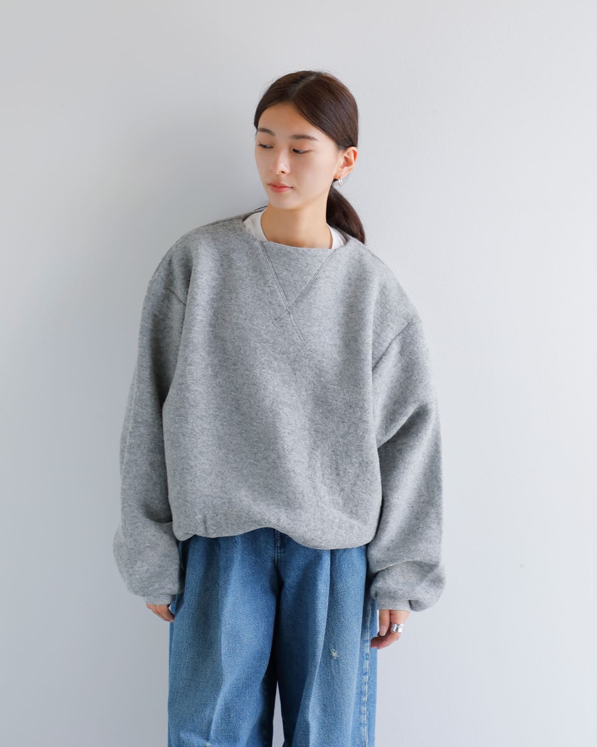 TANAKA(タナカ)シェットランドウールジャージースウェットシャツ “THE SWEATSHIRT” st-186ng