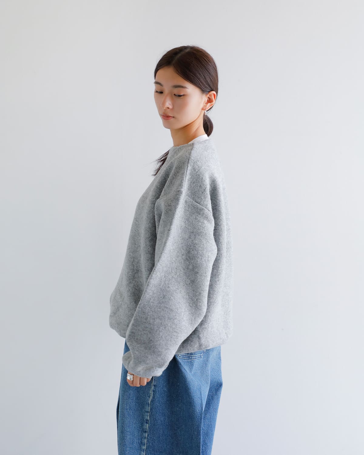 TANAKA(タナカ)シェットランドウールジャージースウェットシャツ “THE SWEATSHIRT” st-186ng