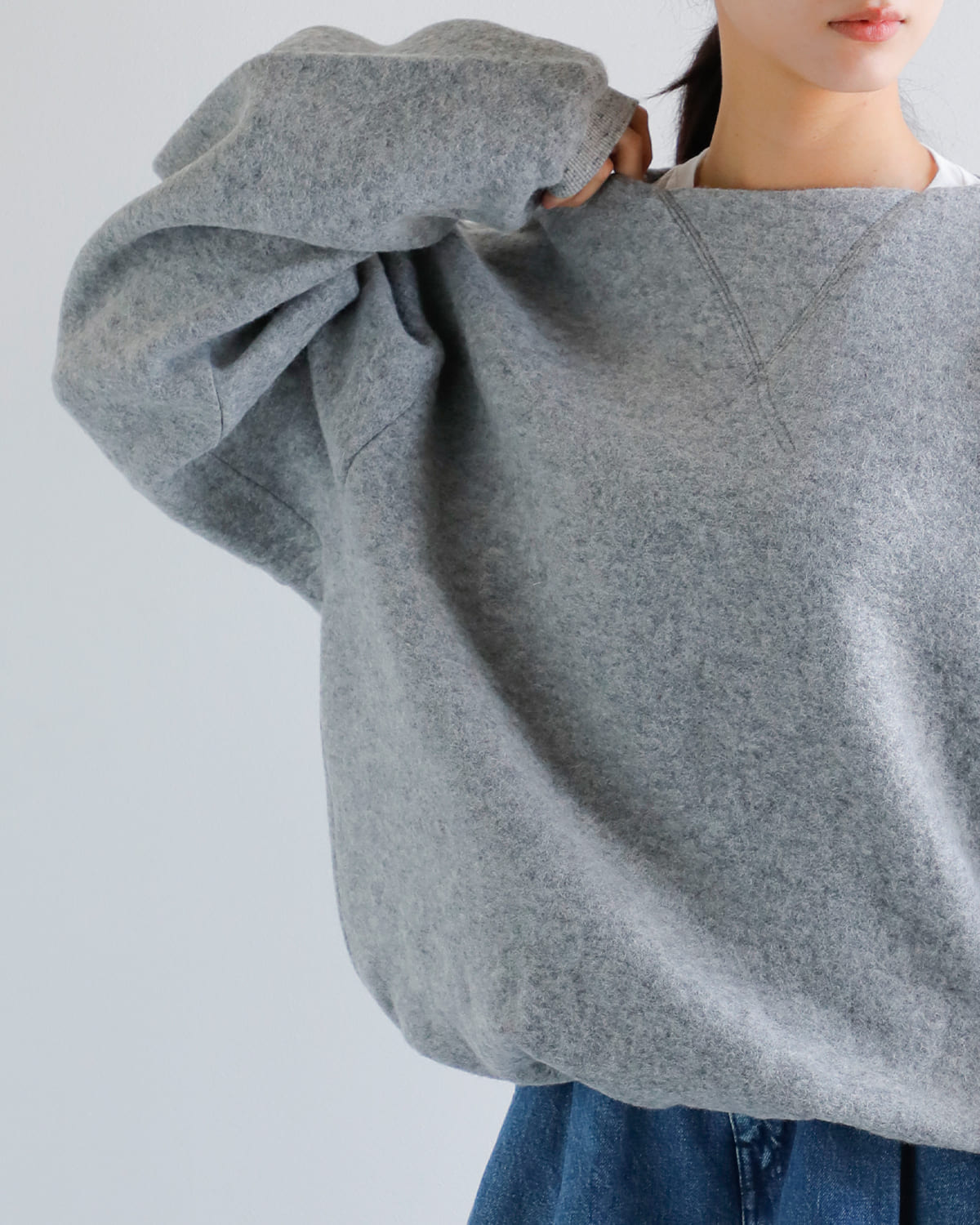 TANAKA(タナカ)シェットランドウールジャージースウェットシャツ “THE SWEATSHIRT” st-186ng