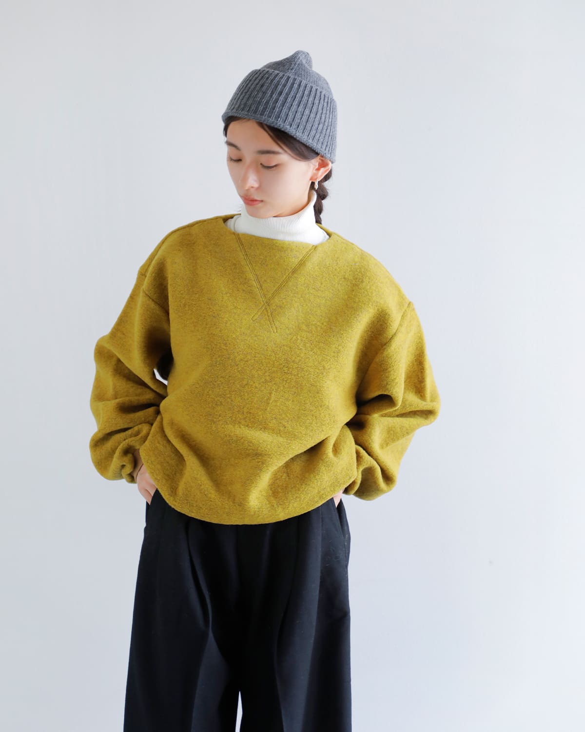 TANAKA(タナカ)シェットランドウールジャージースウェットシャツ “THE SWEATSHIRT” st-186ng