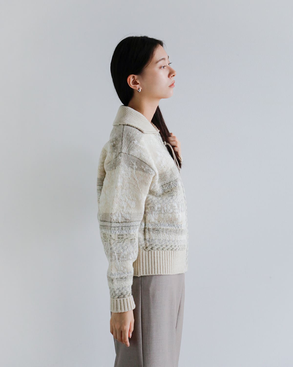 TANAKA(タナカ)ジャガードジップアップニットカーディガン “JACQUARD CARDIGAN” st-230