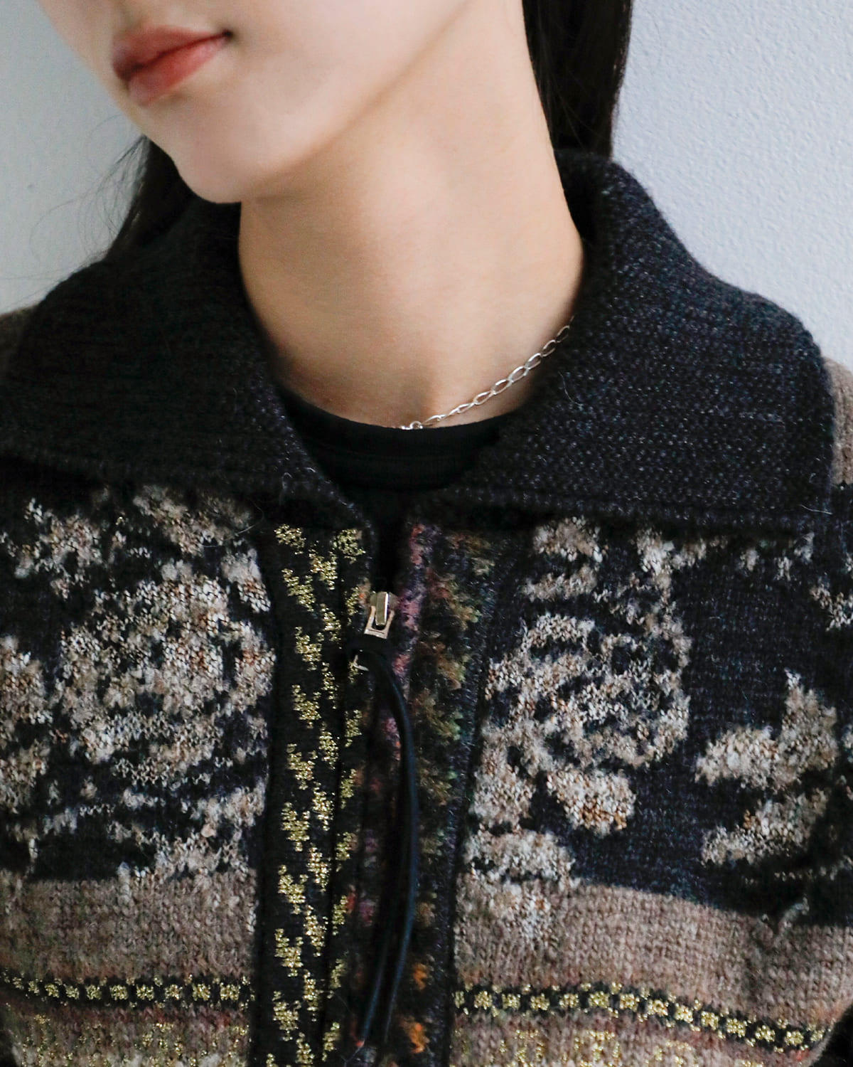 TANAKA(タナカ)ジャガードジップアップニットカーディガン “JACQUARD CARDIGAN” st-230