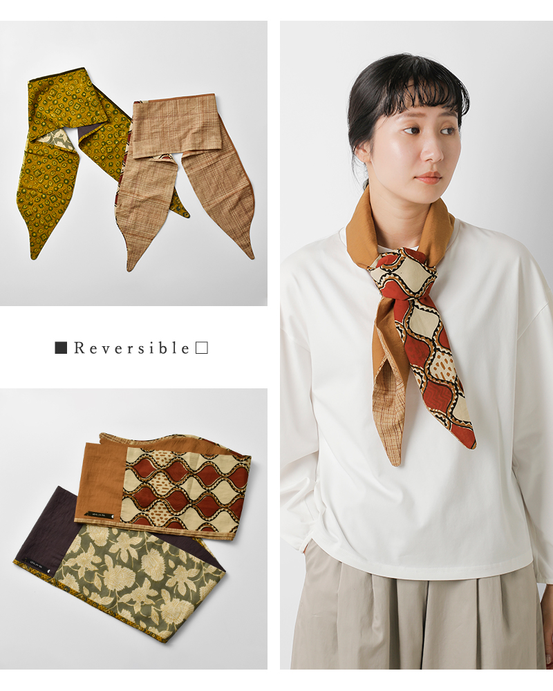 chisaki(チサキ)リバーシブルスカーフ“Sumi”sumi
