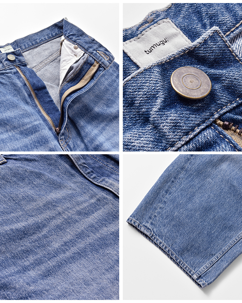 tumugu(ツムグ)12ozコットンヴィンテージデニムワイドパンツtb19140-ca