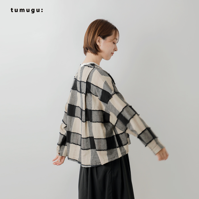 クーポン対象】tumugu ツムグ リネン コットン ブロックチェック