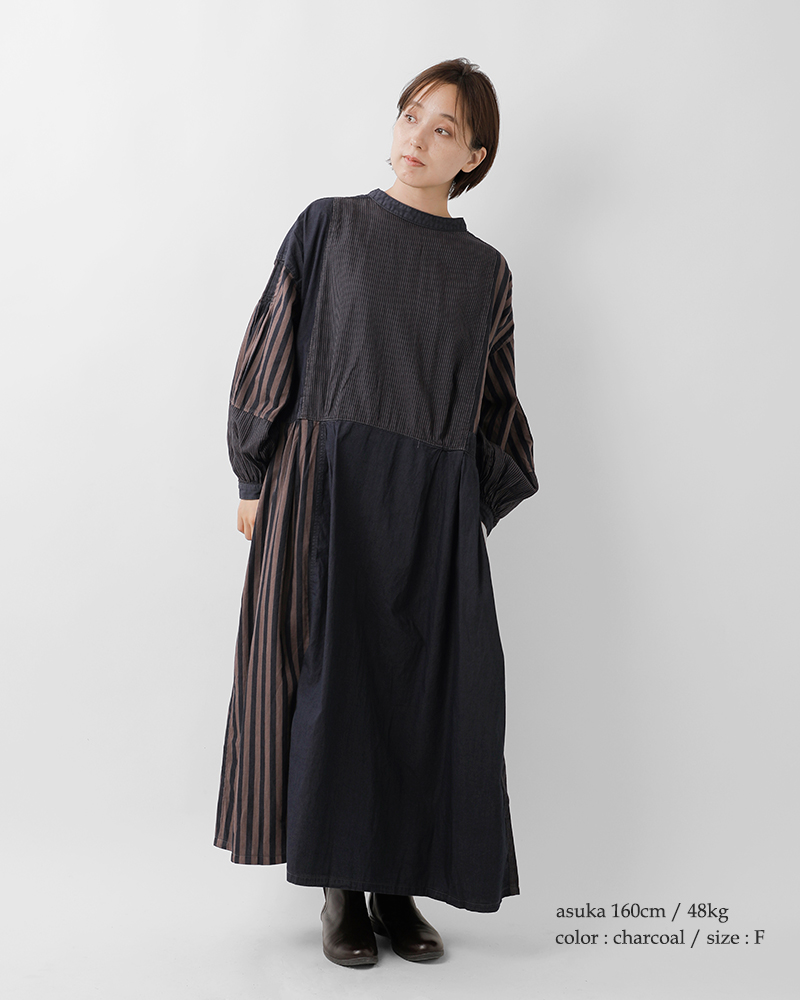 tumugu(ツムグ)デニムヒッコリーストライプ2wayワンピースtb25313