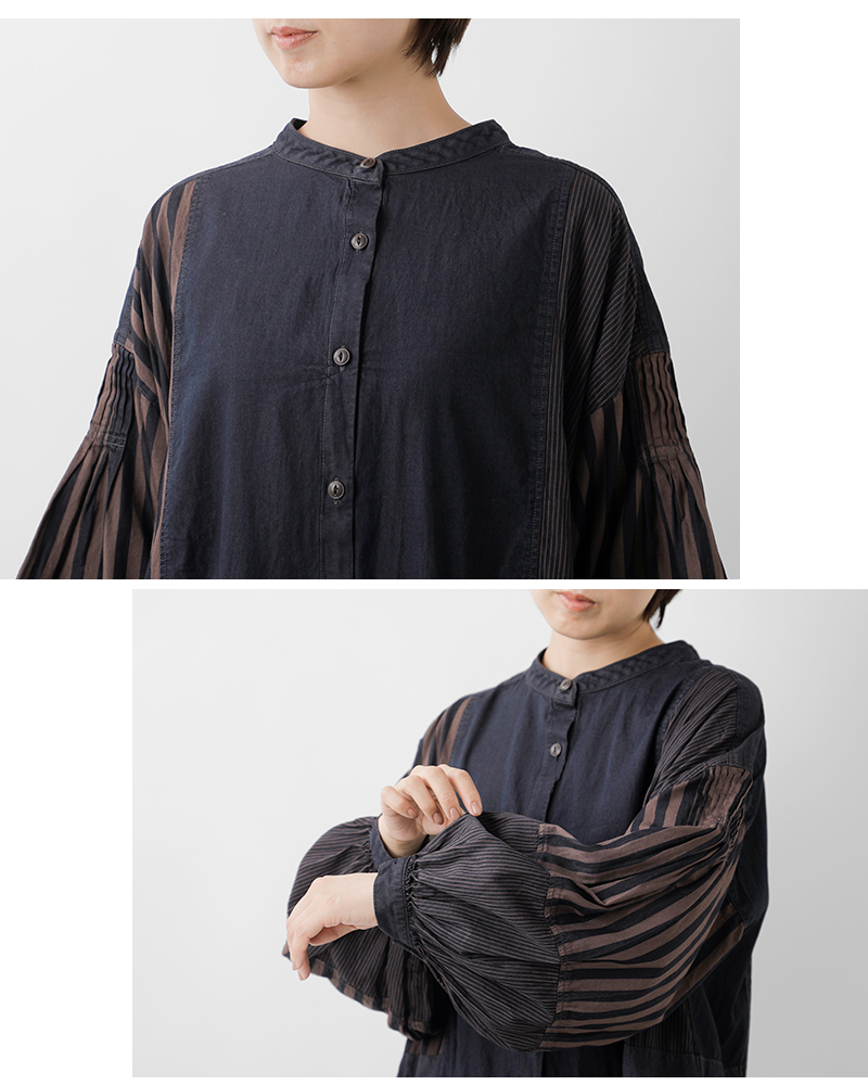 tumugu(ツムグ)デニムヒッコリーストライプ2wayワンピースtb25313