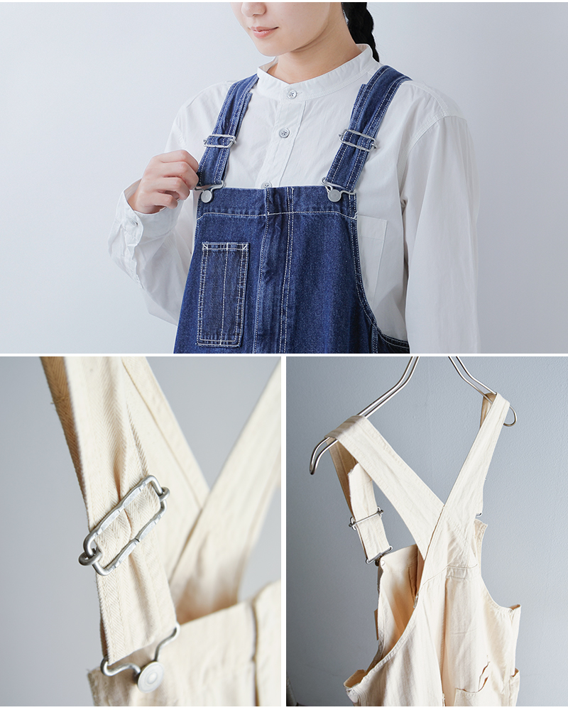 tumugu(ツムグ)キナリヘリンボーンオックス/デニムサロペットtb25328