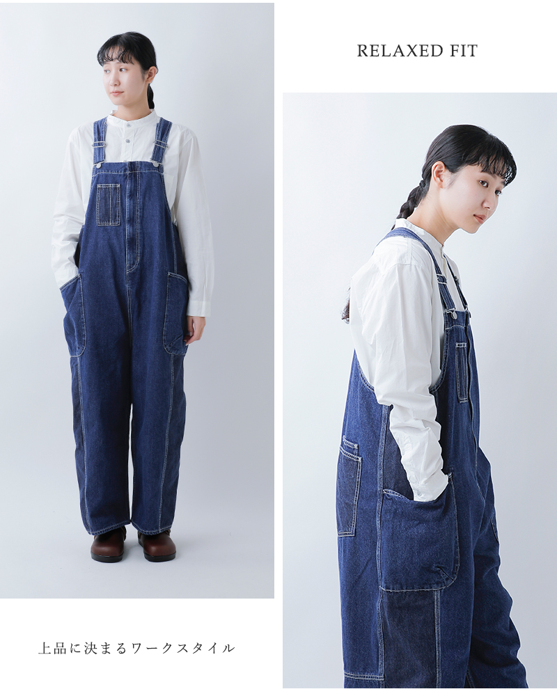 tumugu(ツムグ)キナリヘリンボーンオックス/デニムサロペットtb25328