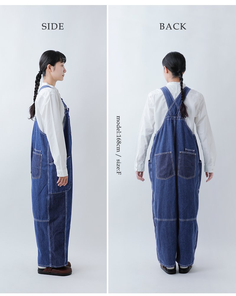 tumugu(ツムグ)キナリヘリンボーンオックス/デニムサロペットtb25328