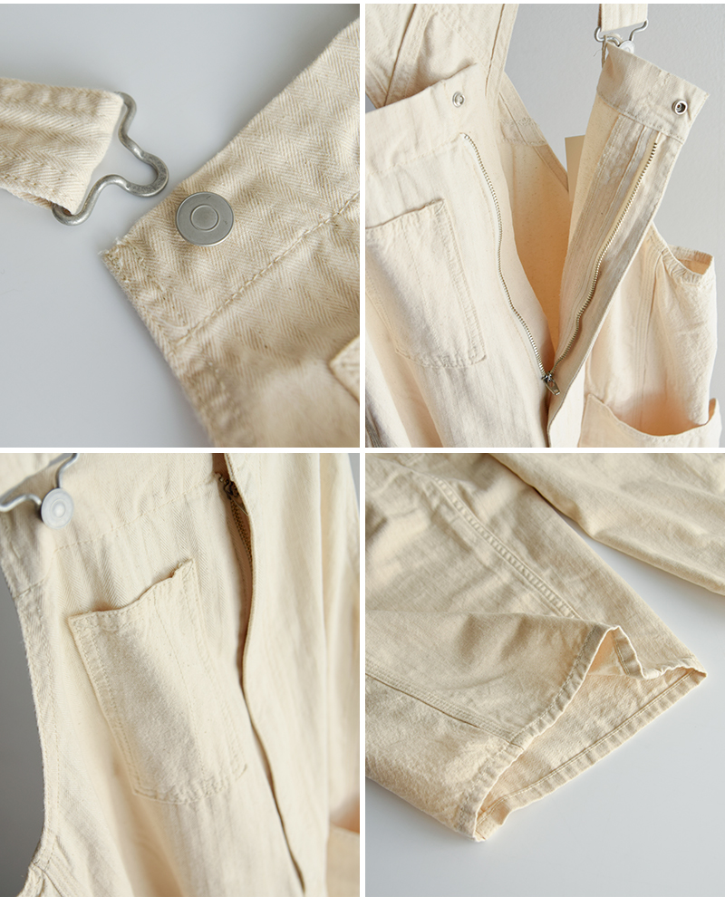 tumugu(ツムグ)キナリヘリンボーンオックス/デニムサロペットtb25328