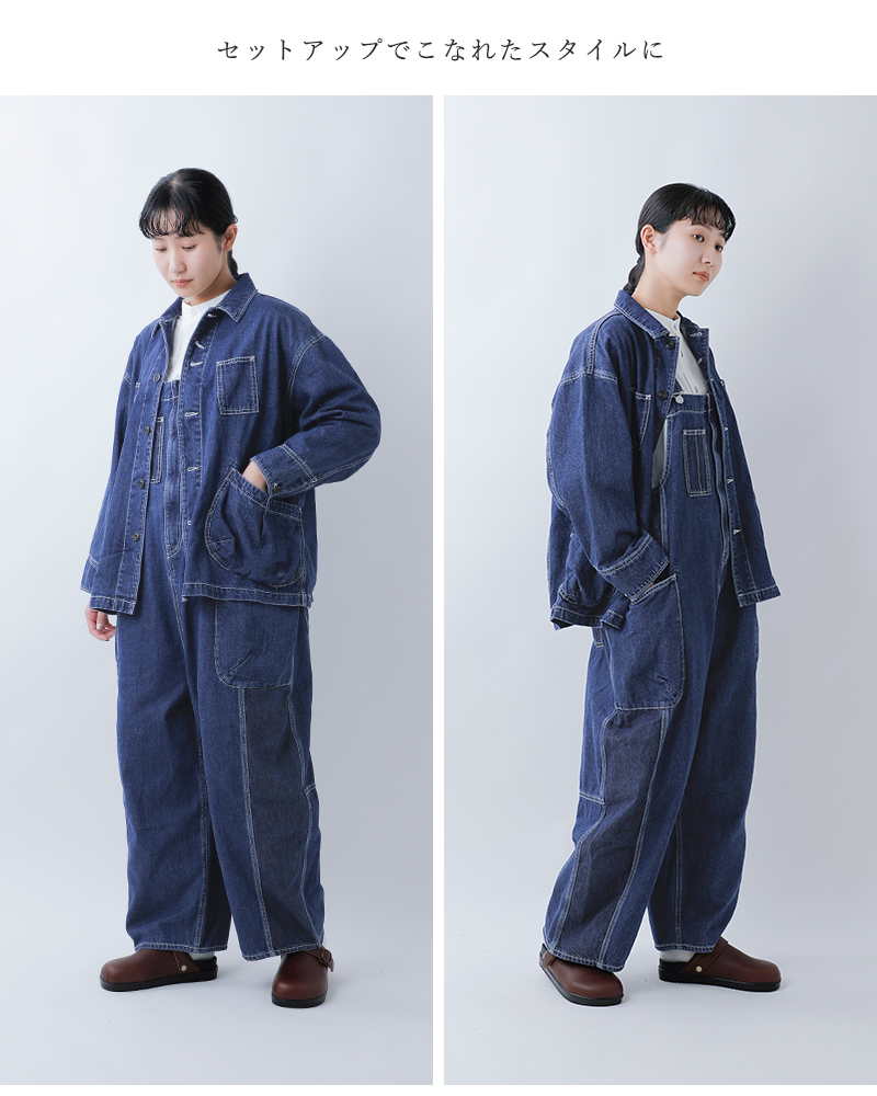 tumugu(ツムグ)キナリヘリンボーンオックス/デニムサロペットtb25328