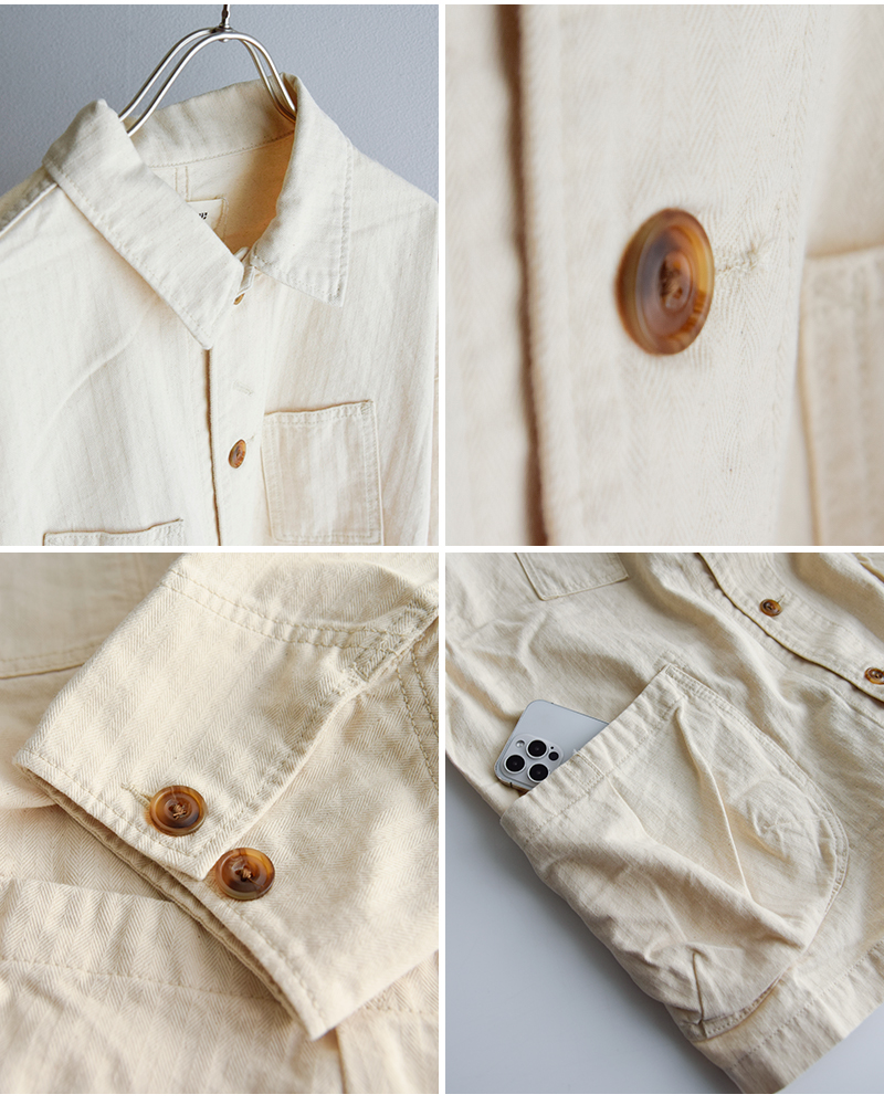 tumugu(ツムグ)ヘリンボーン/デニムカバーオールtb25330