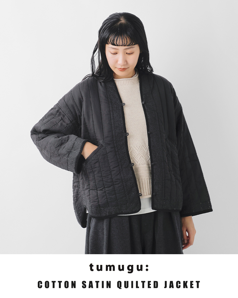 tumugu(ツムグ)コットンサテンキルトジャケットtb25332