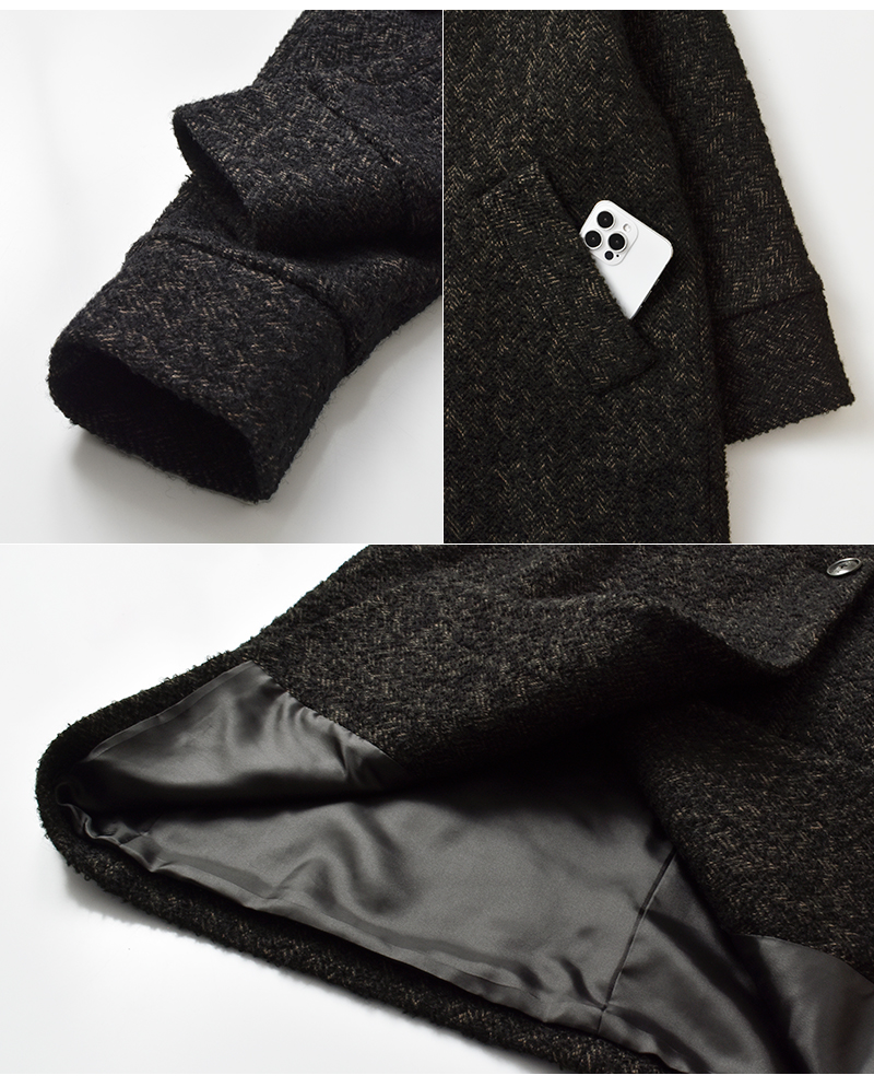 TICCA ティッカ ウール ミックスツイード テント コート tbea