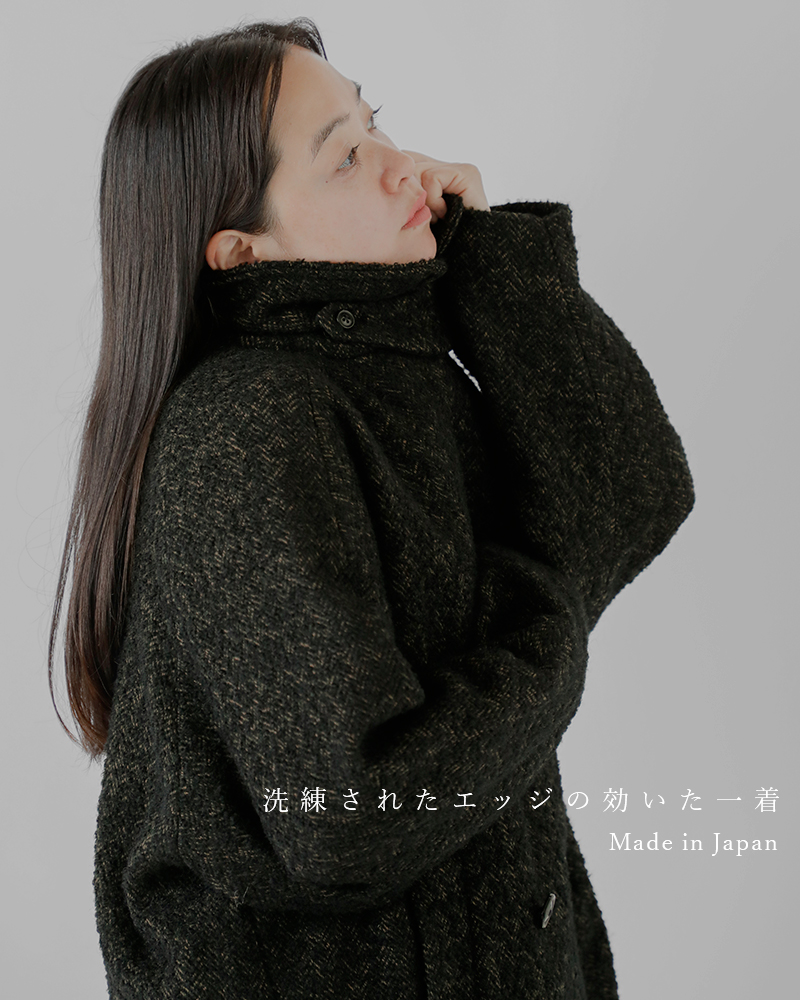 TICCA ティッカ ウール ミックスツイード ピーコート tbea-272