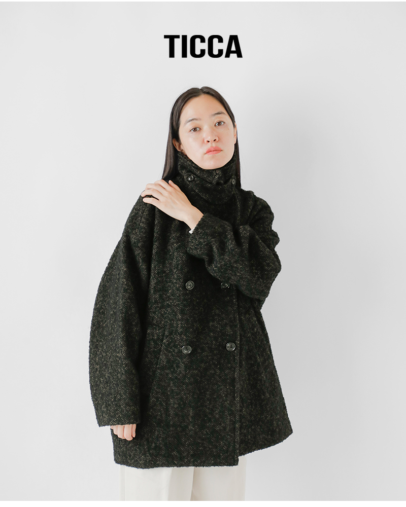 TICCA(ティッカ)ウールミックスツイードピーコートtbea-272