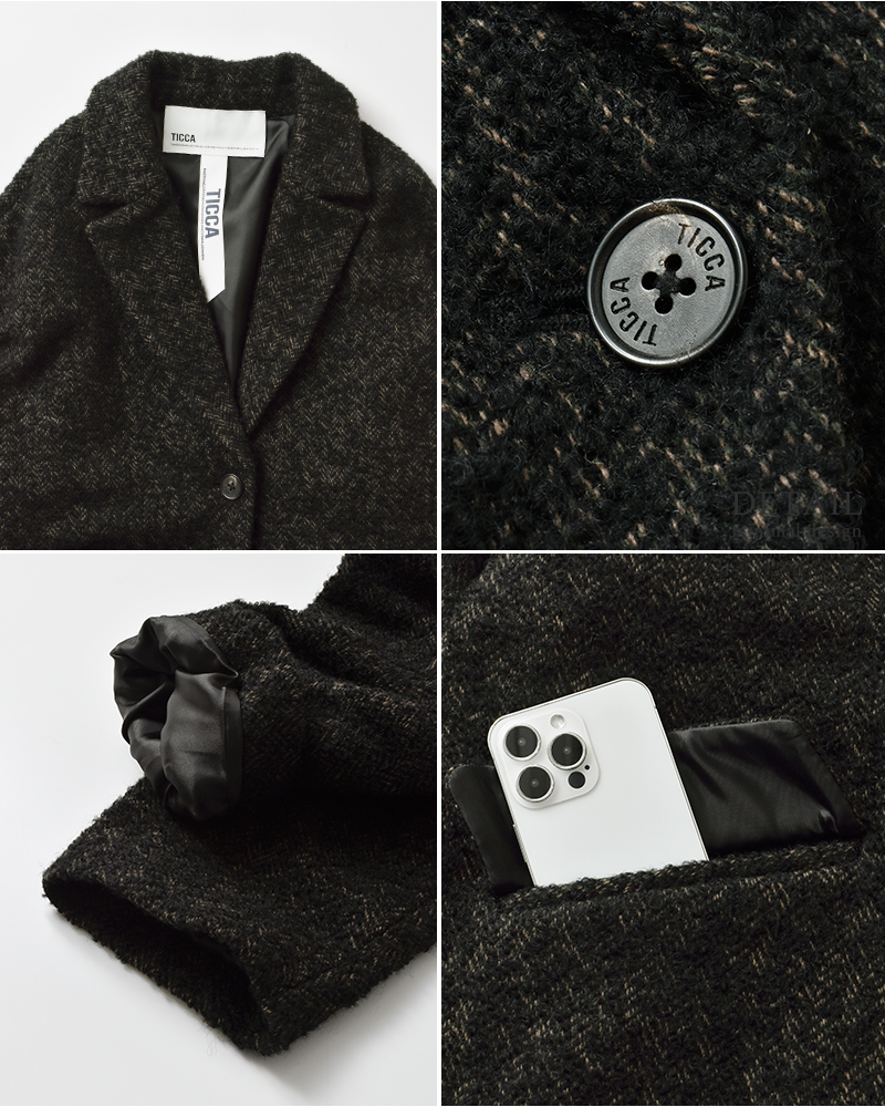 TICCA(ティッカ)ウールミックスツイードジャケットコートtbea-273