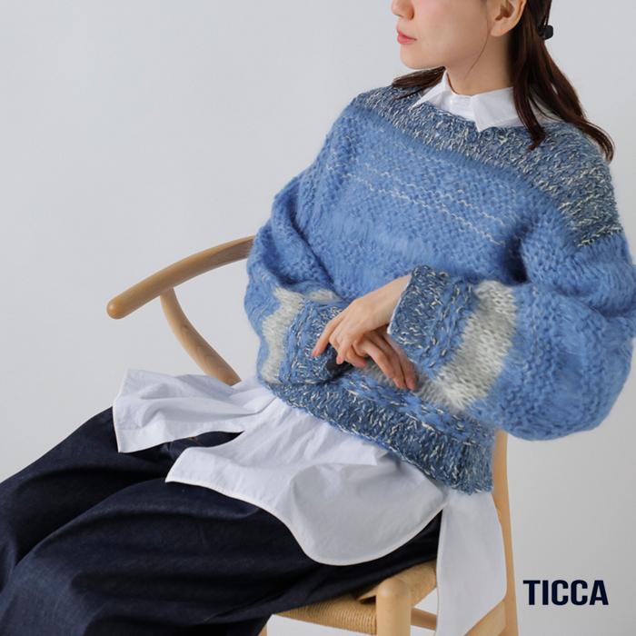 TICCA(ティッカ)モヘアウール混ハンドニットプルオーバーtbea-511