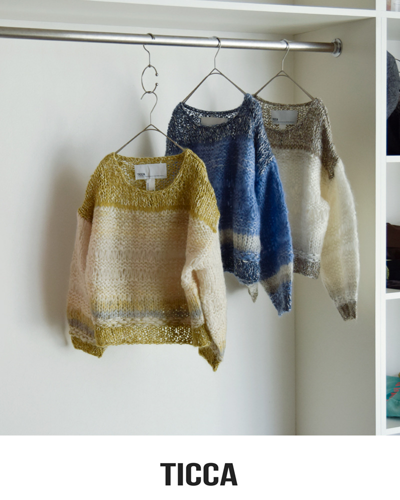 TICCA(ティッカ)モヘアウール混ハンドニットプルオーバーtbea-511