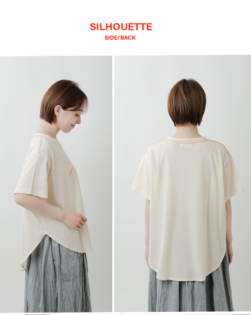 tumugu(ツムグ)コットンDEPEND天竺プリント裾ラウンドTシャツtc25210