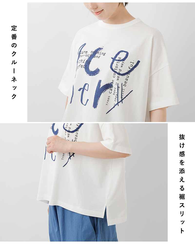tumugu(ツムグ)コットンBD度詰め天竺プリントTシャツtc25225