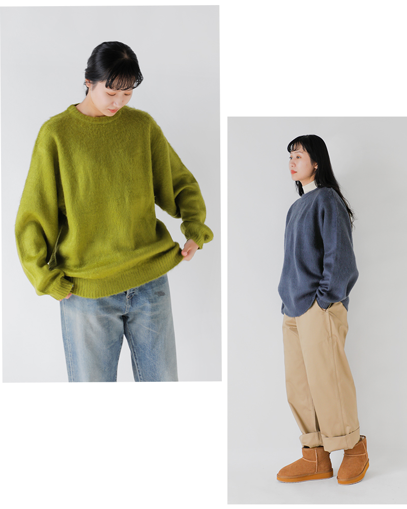 TOWN CRAFT(タウンクラフト)ソリッドシャギーカラークルーネックセーターtc25f011