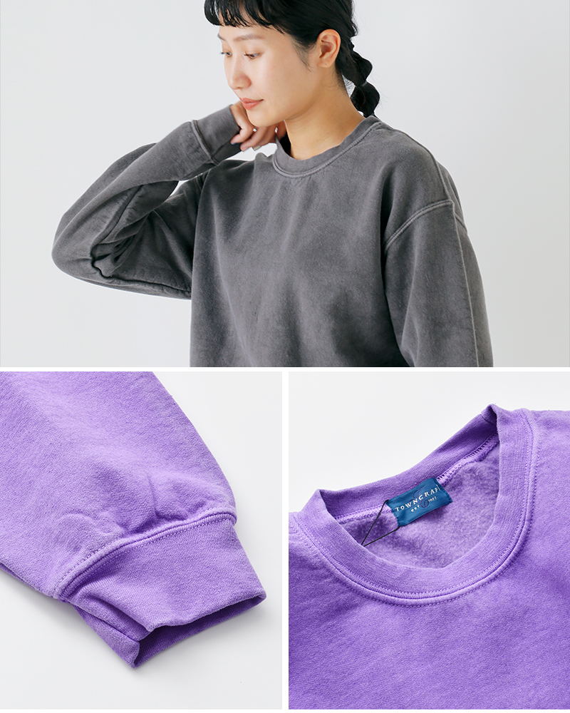 TOWN CRAFT(タウンクラフト)フリース90sピグメントクルーネックスウェットシャツtc25f020