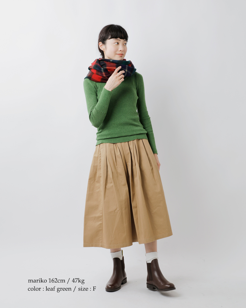 tumugu(ツムグ)コットンリブニットUネックロングスリーブプルオーバーtk16425a