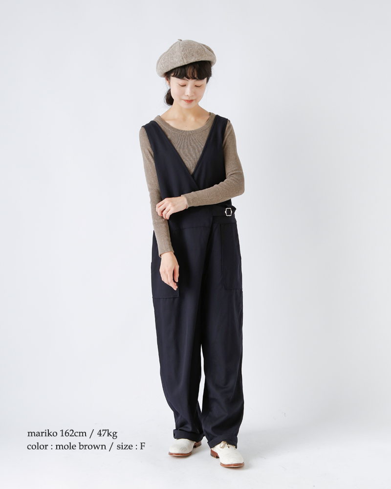 tumugu(ツムグ)コットンリブニットUネックロングスリーブプルオーバーtk16425a